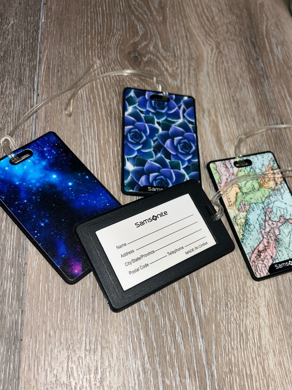 Samsonite Luggage Tags Set of 4 – Travel ID Tags Galaxy, Map & Floral Designs